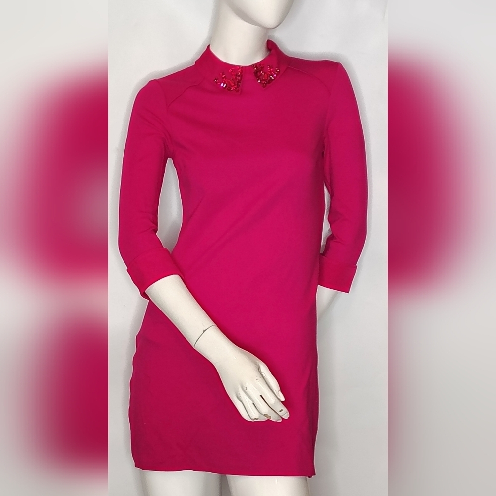 Ted Baker London Fuchsia Embellished Collar Dress Sz 1 Women's